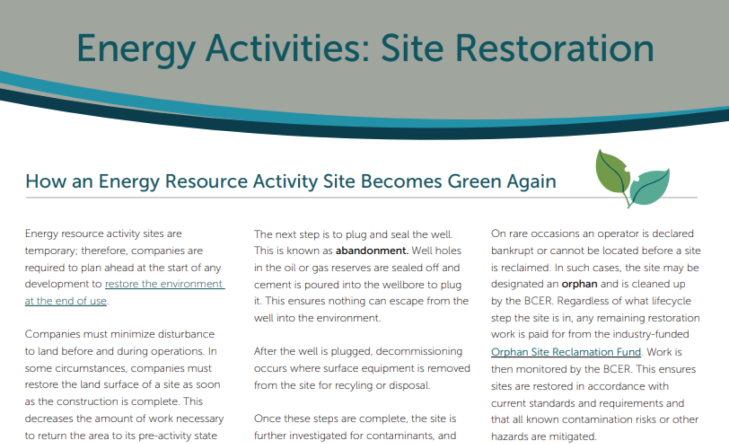 Energy Activities Site Resto fact sheet banner 01